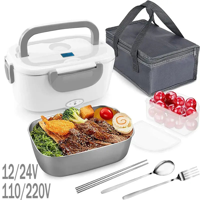 Electric Lunch Box Stainless Steel School Student Picnic 220V 110V 24V 12V Heating Food Warmer Heated Container Car EU US Plug Awesome Markeplace