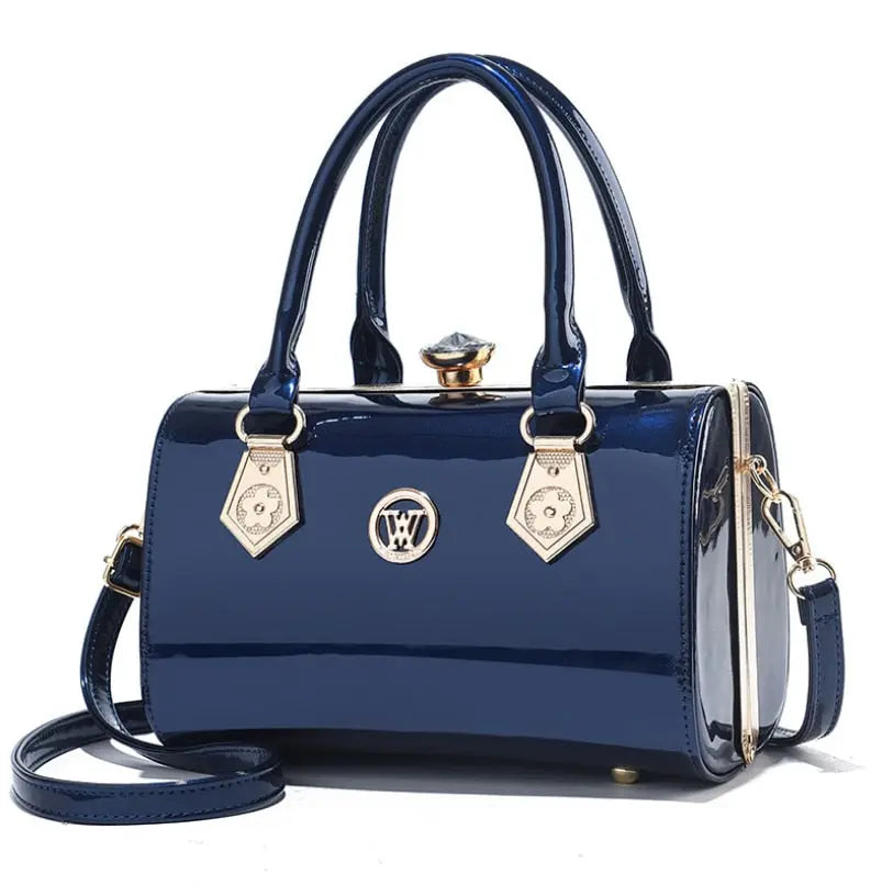 Elegant Diamond Luxury Patent Leather Handbag - Ideal for Weddings and Parties - Awesome Markeplace