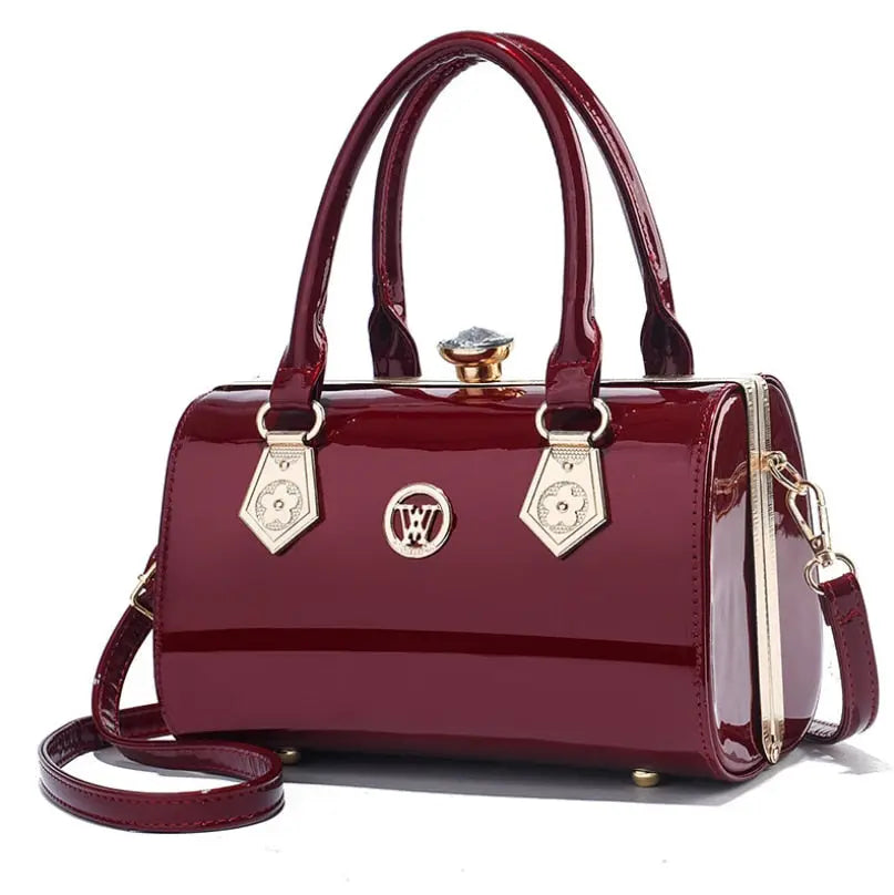 Elegant Diamond Luxury Patent Leather Handbag - Ideal for Weddings and Parties - Awesome Markeplace