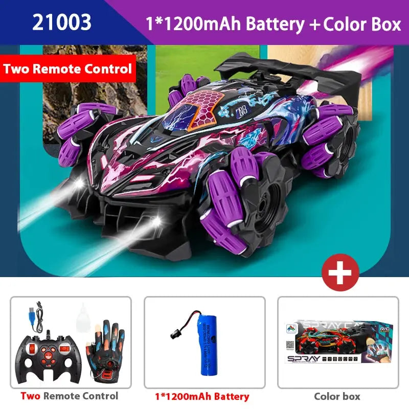 F2 RC Drift Car With Music Led Lights 2.4G Glove Gesture Radio Remote Control Spray Stunt Cars 4WD Electric Children Toys Awesome Markeplace