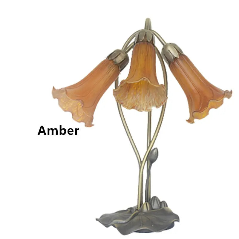 FUMAT Antique Glass Lily Table Lamp: Artistic Amber Red Shade for Living Room, Bedroom, Bar, and More. Awesome Markeplace