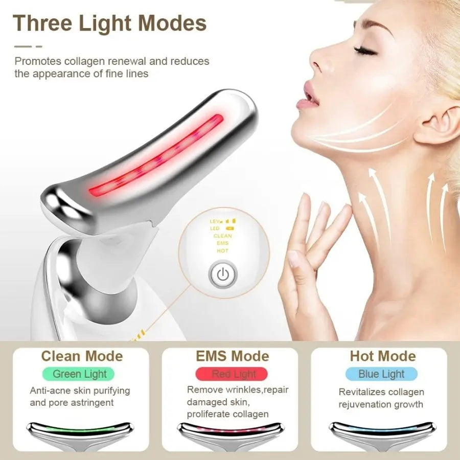 Facial Massager Neck Facial Beauty Device 3 Color EMS Microcurrent Skin Rejuvenation Massagers Lifting Tighten Skin Care Tool Anti Wrinkle Double Chin Remover Doba