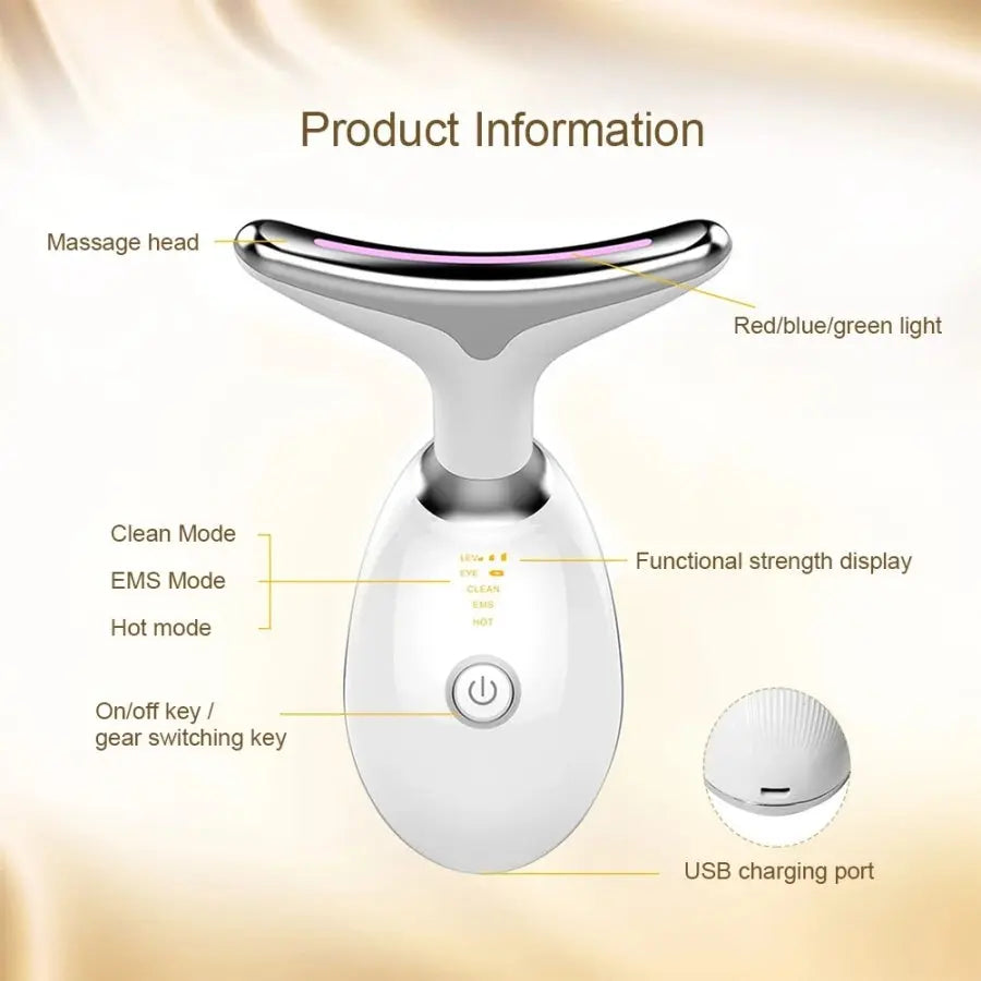 Facial Massager Neck Facial Beauty Device 3 Color EMS Microcurrent Skin Rejuvenation Massagers Lifting Tighten Skin Care Tool Anti Wrinkle Double Chin Remover Doba