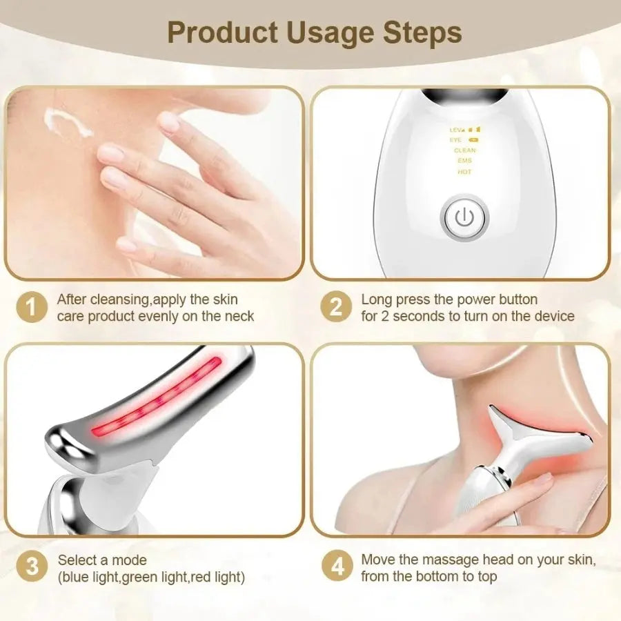 Facial Massager Neck Facial Beauty Device 3 Color EMS Microcurrent Skin Rejuvenation Massagers Lifting Tighten Skin Care Tool Anti Wrinkle Double Chin Remover Doba