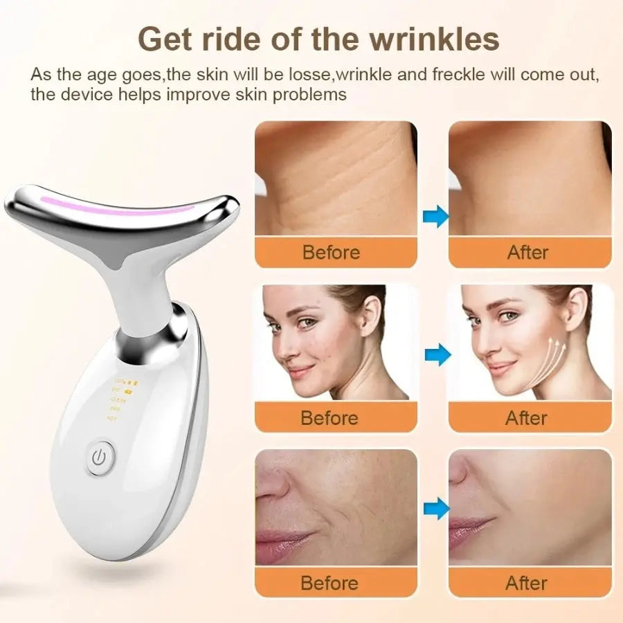 Facial Massager Neck Facial Beauty Device 3 Color EMS Microcurrent Skin Rejuvenation Massagers Lifting Tighten Skin Care Tool Anti Wrinkle Double Chin Remover Doba