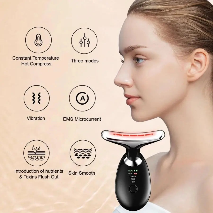 Facial Massager Neck Facial Beauty Device 3 Color EMS Microcurrent Skin Rejuvenation Massagers Lifting Tighten Skin Care Tool Anti Wrinkle Double Chin Remover Doba