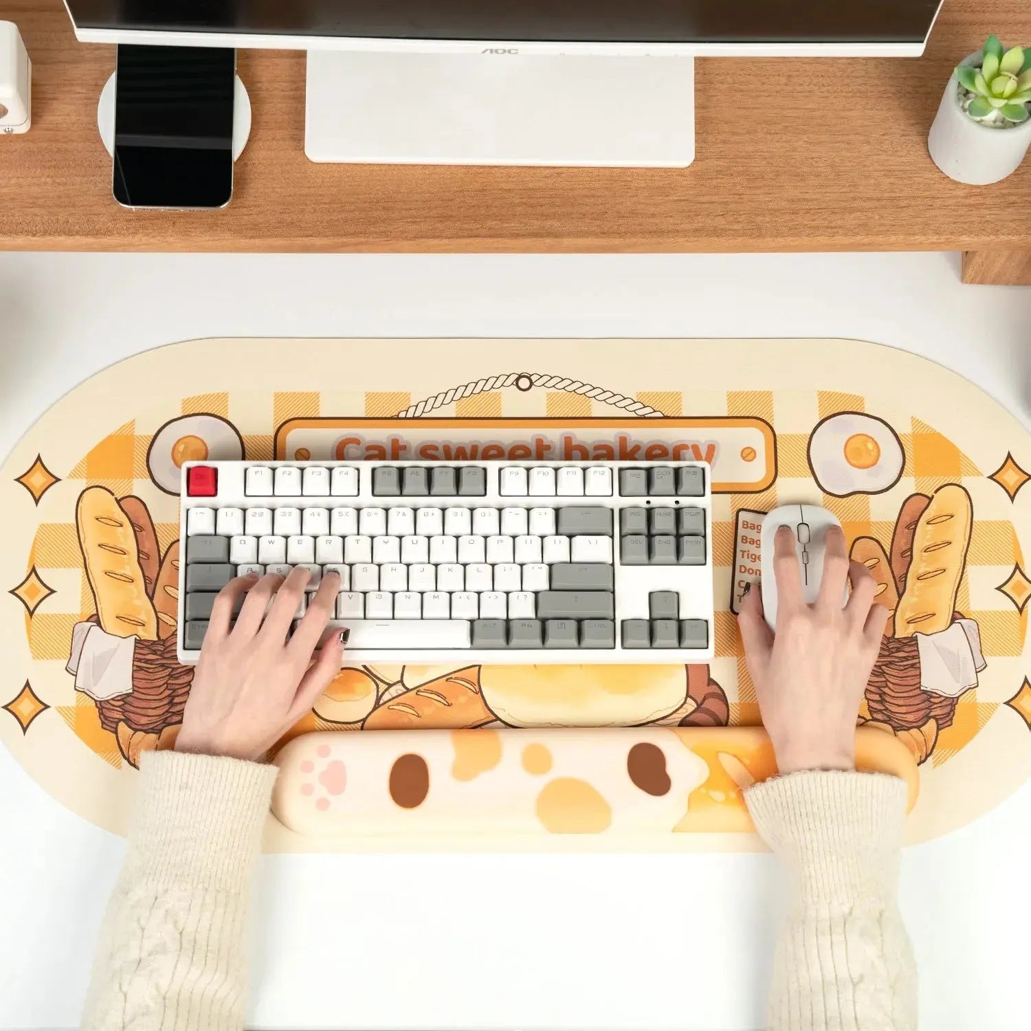 GeekShare Computer Mouse Pad Keyboard Wrist Rest Cat Bakery Super Cute Big Desk Mousepad Office Table Mat Gaming Accessories New Awesome Markeplace