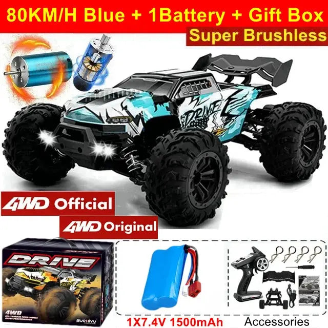 4WD RTR Brushless RC Car - 80KM/H High-Speed Off-Road Truck for Adults & Kids - Awesome Marketplace