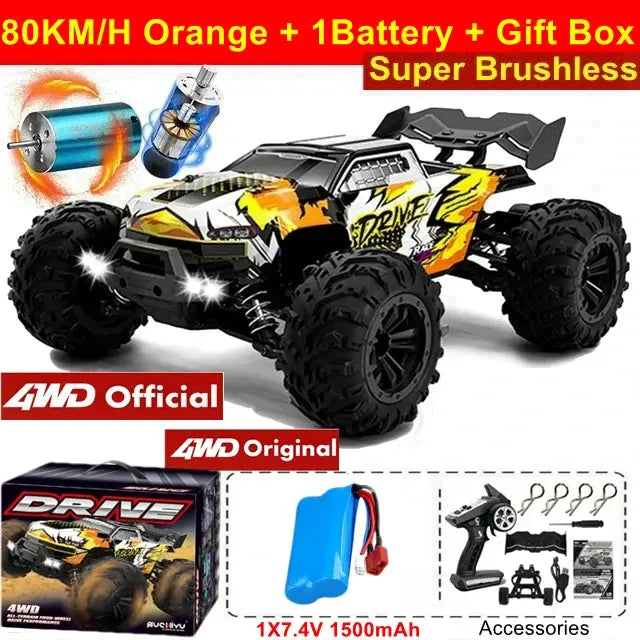 4WD RTR Brushless RC Car - 80KM/H High-Speed Off-Road Truck for Adults & Kids - Awesome Marketplace