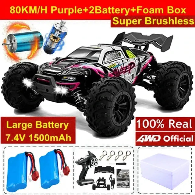 4WD RTR Brushless RC Car - 80KM/H High-Speed Off-Road Truck for Adults & Kids - Awesome Marketplace