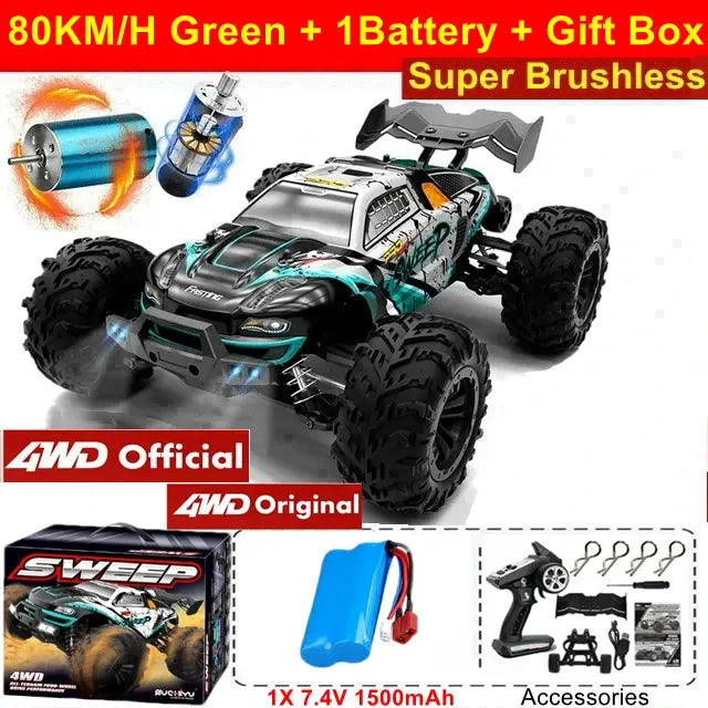 4WD RTR Brushless RC Car - 80KM/H High-Speed Off-Road Truck for Adults & Kids - Awesome Marketplace