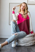 HOPELY Color Block Long Sleeve T-Shirt Trendsi