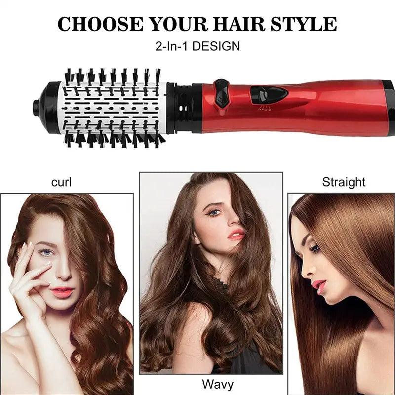 2 in 1 Rotating Hot Air Brush Automatic Hair Dryer Volumizer & Styler - Awesome Marketplace