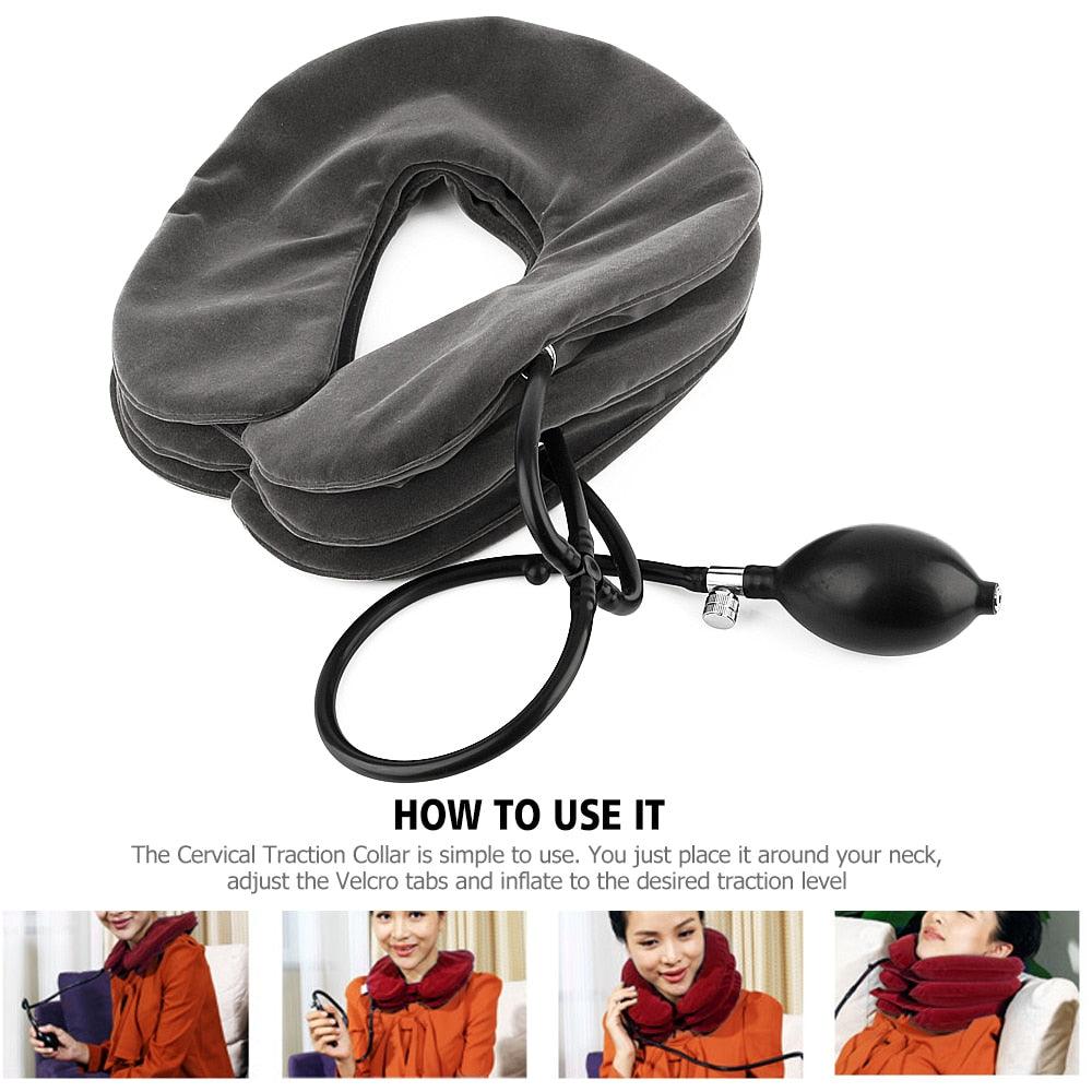 Experience Relief with the Inflatable Air Cervical Neck Traction Device  Neck Pain Solution at Your Fingertips Tan Aphrodite