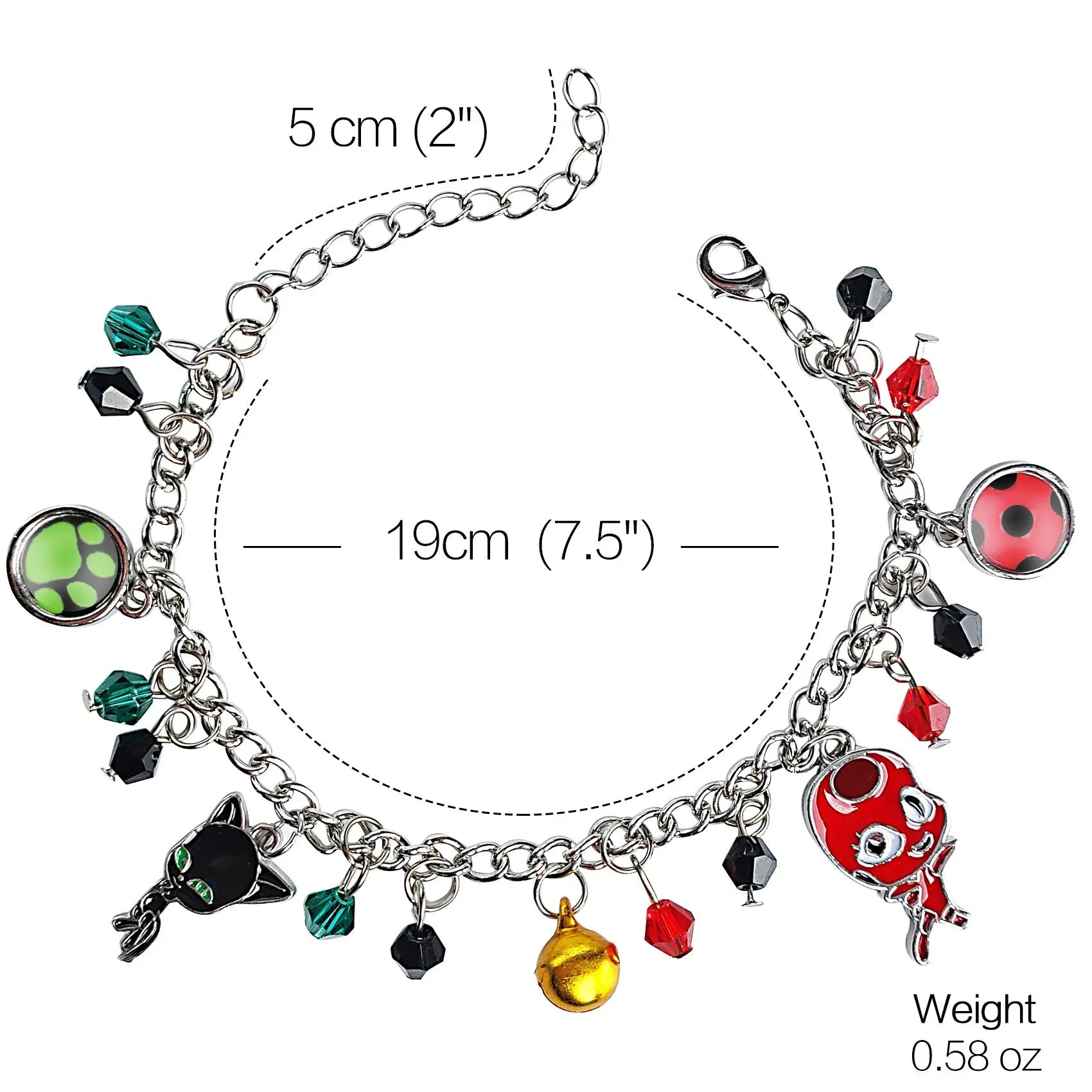 Ladybug Superhero And Cat Bracelet Charm With Crystal Bead Bangle For kids cosplay Adjustable Jewelry Doba