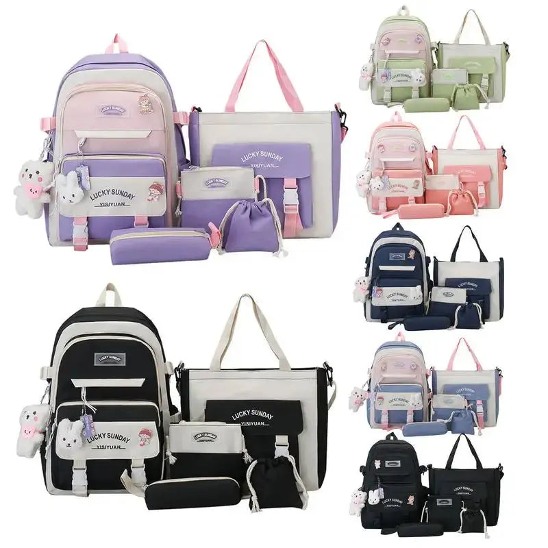 Canvas School Backpack Combo Set - Large Capacity Bag for Boys, Girls, Teenage & Students - Awesome Marketplace