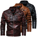 Leather Jacket Men Winter Fleece Motorcycle Faux Leather Jacket Removable Fur Collar Windbreaker Awesome Markeplace