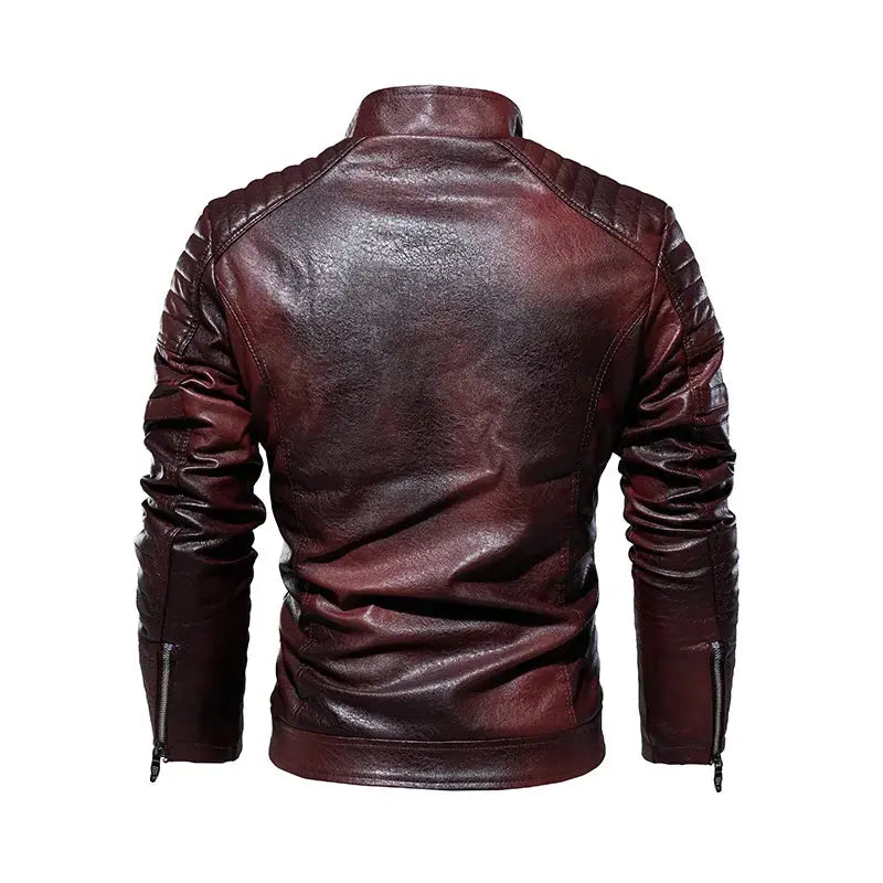 Leather Jacket Men Winter Fleece Motorcycle Faux Leather Jacket Removable Fur Collar Windbreaker Awesome Markeplace