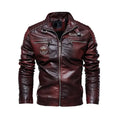 Leather Jacket Men Winter Fleece Motorcycle Faux Leather Jacket Removable Fur Collar Windbreaker Awesome Markeplace