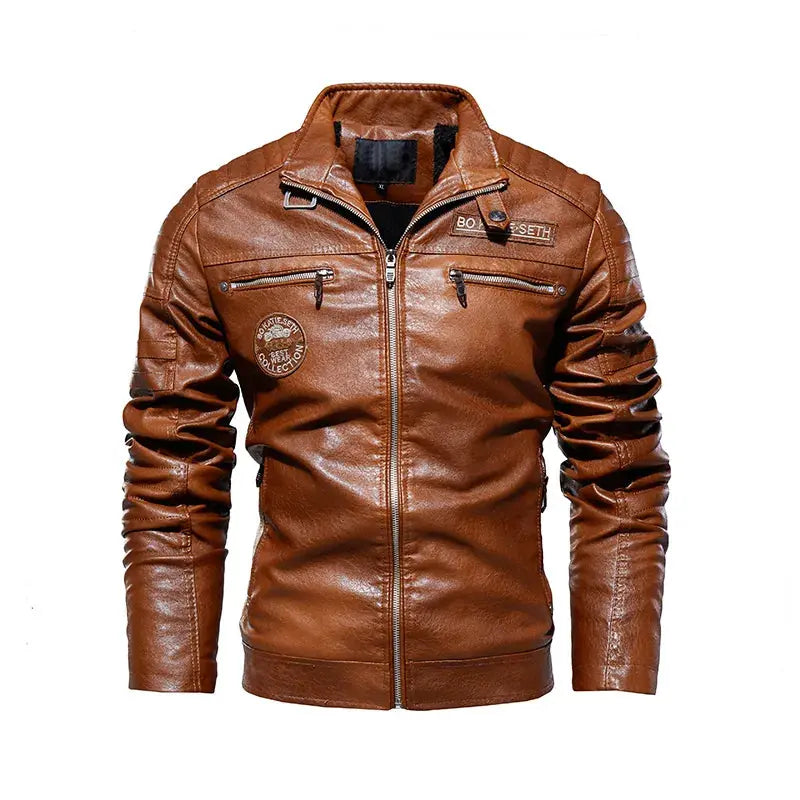 Leather Jacket Men Winter Fleece Motorcycle Faux Leather Jacket Removable Fur Collar Windbreaker Awesome Markeplace