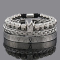 Luxury Crown Charm Bracelet & Roman Stainless Steel Bangles Perfect Valentine's Day Gift - Awesome Marketplace