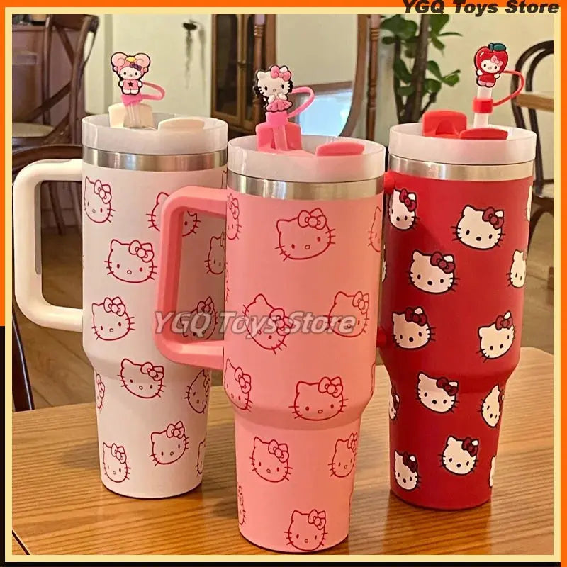 MINISO Hello Kitty Sanrio Thermal Car Cup Straw Stainless Steel Vacuum Insulated Tumbler 40oz Vacuum Insulated Drinking Mug Gift Awesome Marketplace