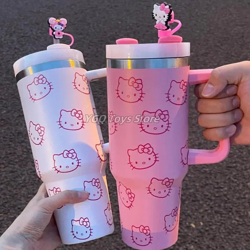 MINISO Hello Kitty Sanrio Thermal Car Cup Straw Stainless Steel Vacuum Insulated Tumbler 40oz Vacuum Insulated Drinking Mug Gift Awesome Marketplace