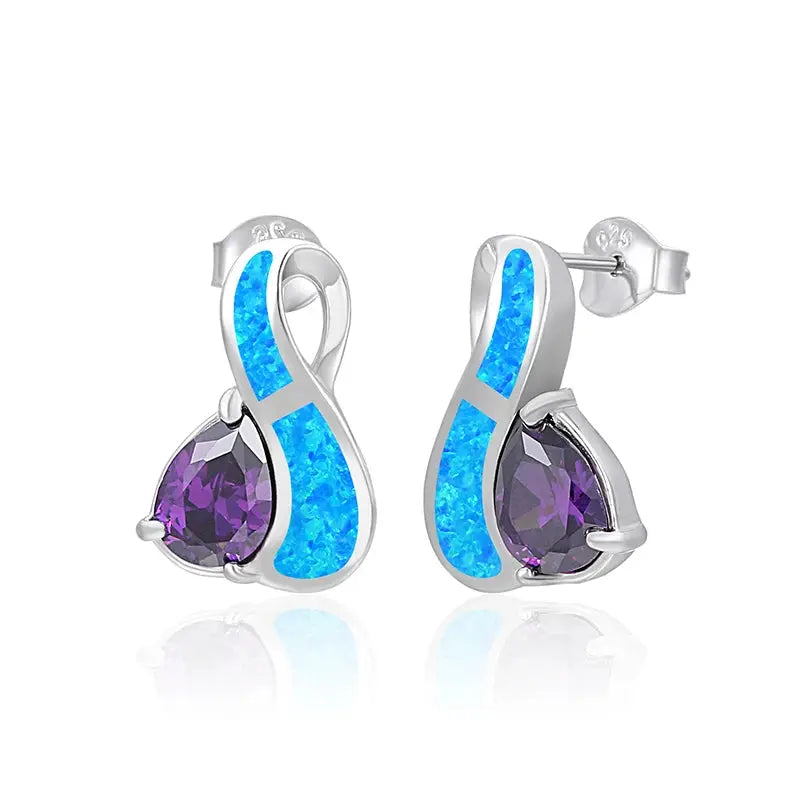 MYOP Genuine 925 Sterling Silver Original Water Droplets Pattern Earing Synthesis Opal Earrings Femal Holiday Gifts Awesome Marketplace