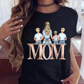 Maycaur Women T Shirt Cartoon Mom with Sons Shirt Fashion Print Casual Woman Tee Ladies Female T-shirt Short Sleeve T Top Shirt Awesome Markeplace