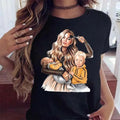 Maycaur Women T Shirt Cartoon Mom with Sons Shirt Fashion Print Casual Woman Tee Ladies Female T-shirt Short Sleeve T Top Shirt Awesome Markeplace