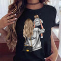 Maycaur Women T Shirt Cartoon Mom with Sons Shirt Fashion Print Casual Woman Tee Ladies Female T-shirt Short Sleeve T Top Shirt Awesome Markeplace