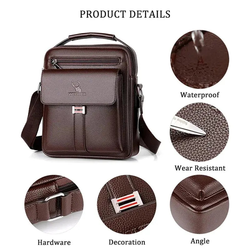 Men's Genuine Leather Crossbody Shoulder Bags High quality Tote Fashion Business Man Messenger Bag Leather Bags fanny pack Awesome Markeplace