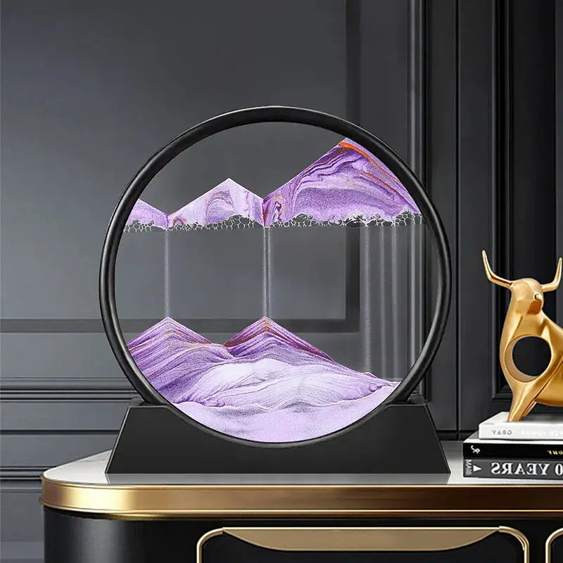 Mesmerizing 3D Deep Sea Sandscape Round Glass Hourglass  Quicksand Craft for Office & Home Decor Unique Gif Awesome Markeplace