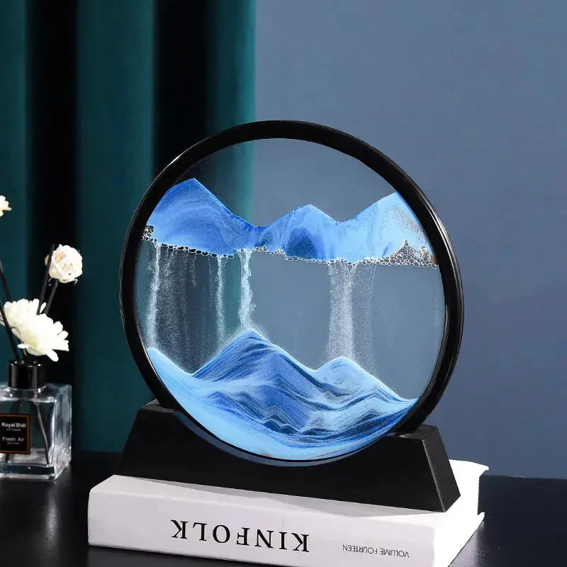 Mesmerizing 3D Deep Sea Sandscape Round Glass Hourglass  Quicksand Craft for Office & Home Decor Unique Gif Awesome Markeplace