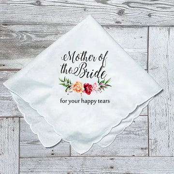 Mother of the Bride Groom happy tears Handkerchief wedding day engagement Bridal shower bachelorette party Keepsake gift present - Awesome Markeplace