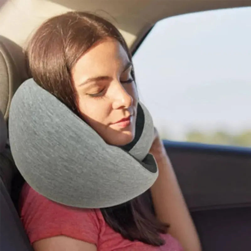 Neck Pillow for Traveling, Upgraded Travel Neck Pillow for Airplane 100% Pure Memory Foam Travel Pillow for Flight Headrest Sleep, Portable Plane Accessories - Awesome Markeplace