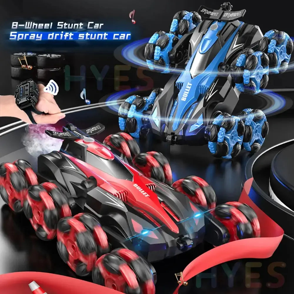 New Eight Wheels RC Car Toys 2.4G Trendy Spray Twisting Flips Watch Remote Control Drift Stunt Car Toy Gifts For Children Adults Awesome Markeplace