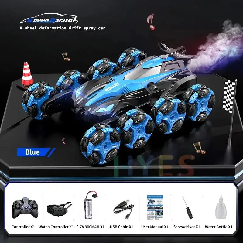 New 2.4G RC Car: Trendy Eight Wheels, Spray Twisting Flips, Remote Control Drift Stunt Toy for Kids & Adults, Gift Idea" - Awesome Markeplace