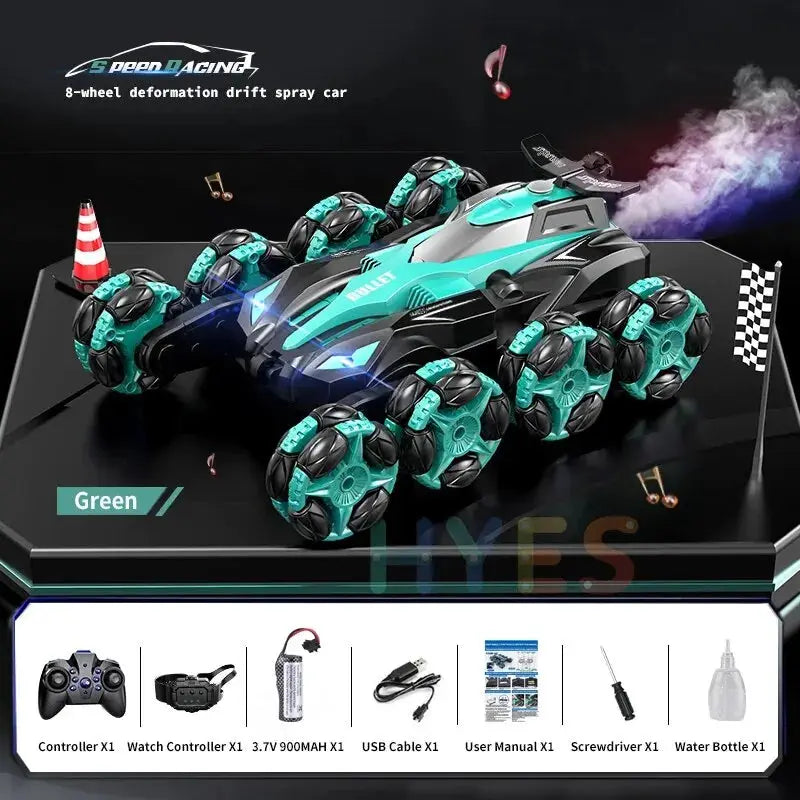 New 2.4G RC Car: Trendy Eight Wheels, Spray Twisting Flips, Remote Control Drift Stunt Toy for Kids & Adults, Gift Idea" - Awesome Markeplace