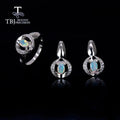 Ethiopia Opal Jewelry Set - 925 Sterling Silver Ring & Earrings for Women - Awesome Marketplace