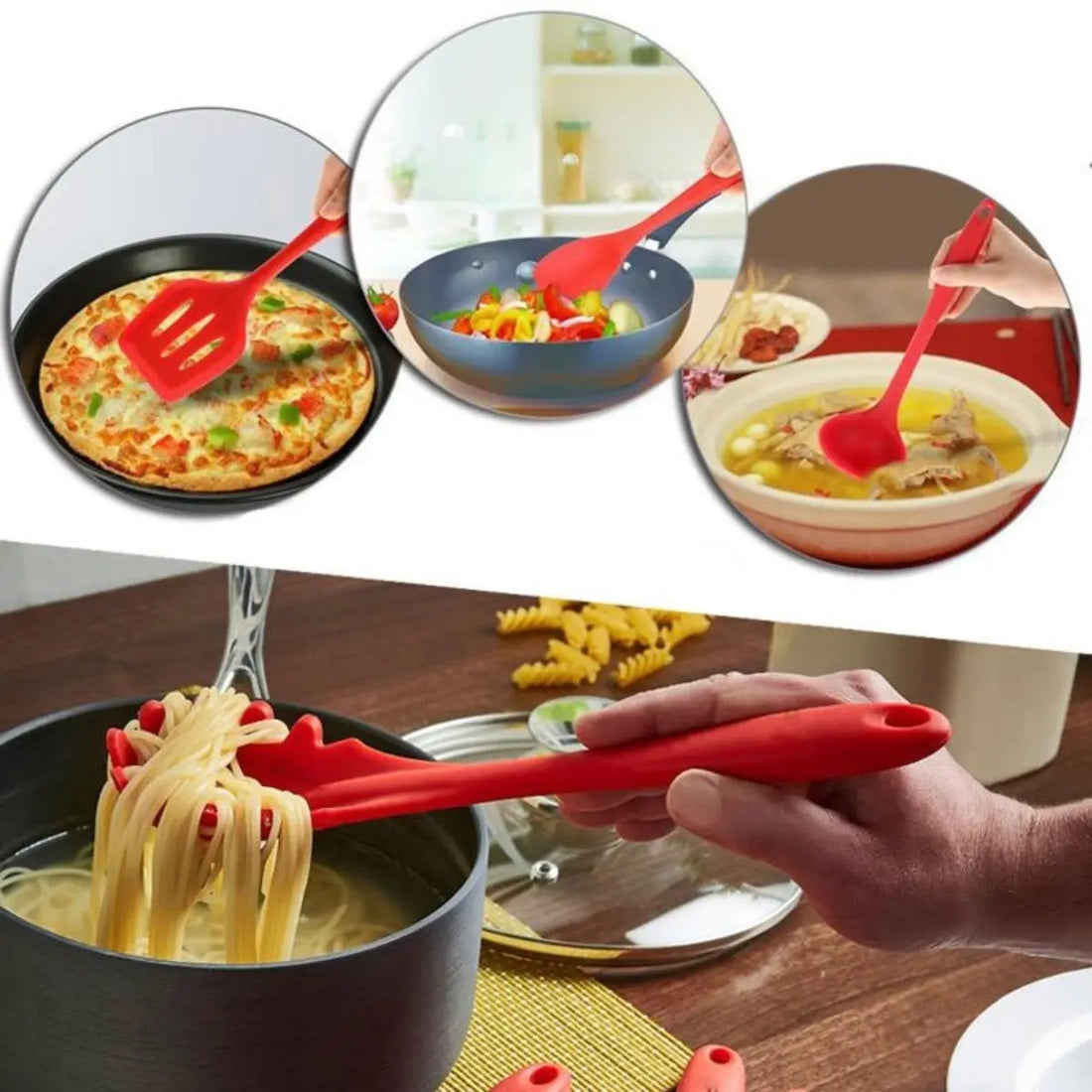 Non Stick Silicone Cooking Utensils Premium Heat Resistant 10 PCS Set Yellow Pandora