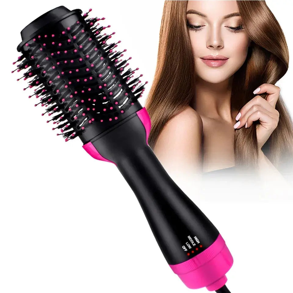 One Step Hair Dryer & Volumizer Salon Hot Air Paddle Styling Brush Negative Ion Generator Hair Straightener Curler Awesome Markeplace