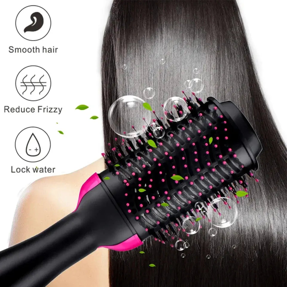 One Step Hair Dryer & Volumizer Salon Hot Air Paddle Styling Brush Negative Ion Generator Hair Straightener Curler Awesome Markeplace