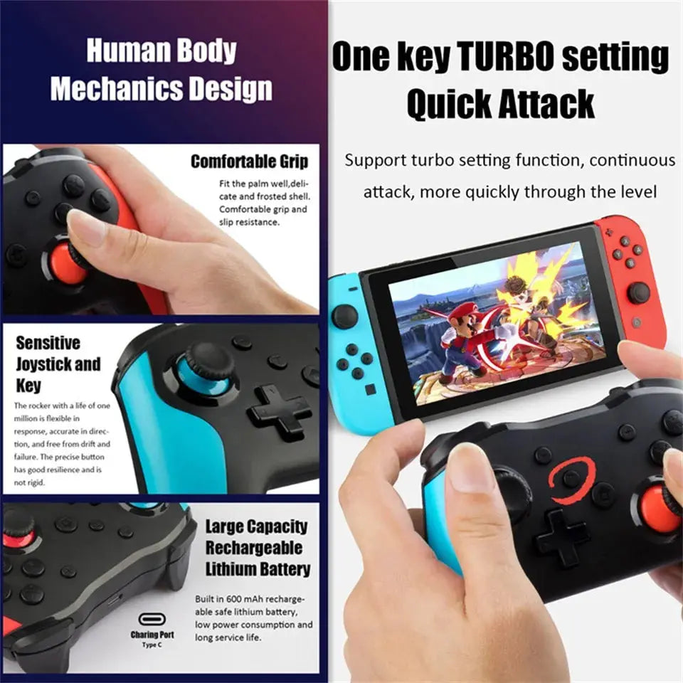 YLW NS009 Bluetooth Gamepad for Nintendo Switch/PS3/PC - Dual Vibration Joystick" Awesome Markeplace