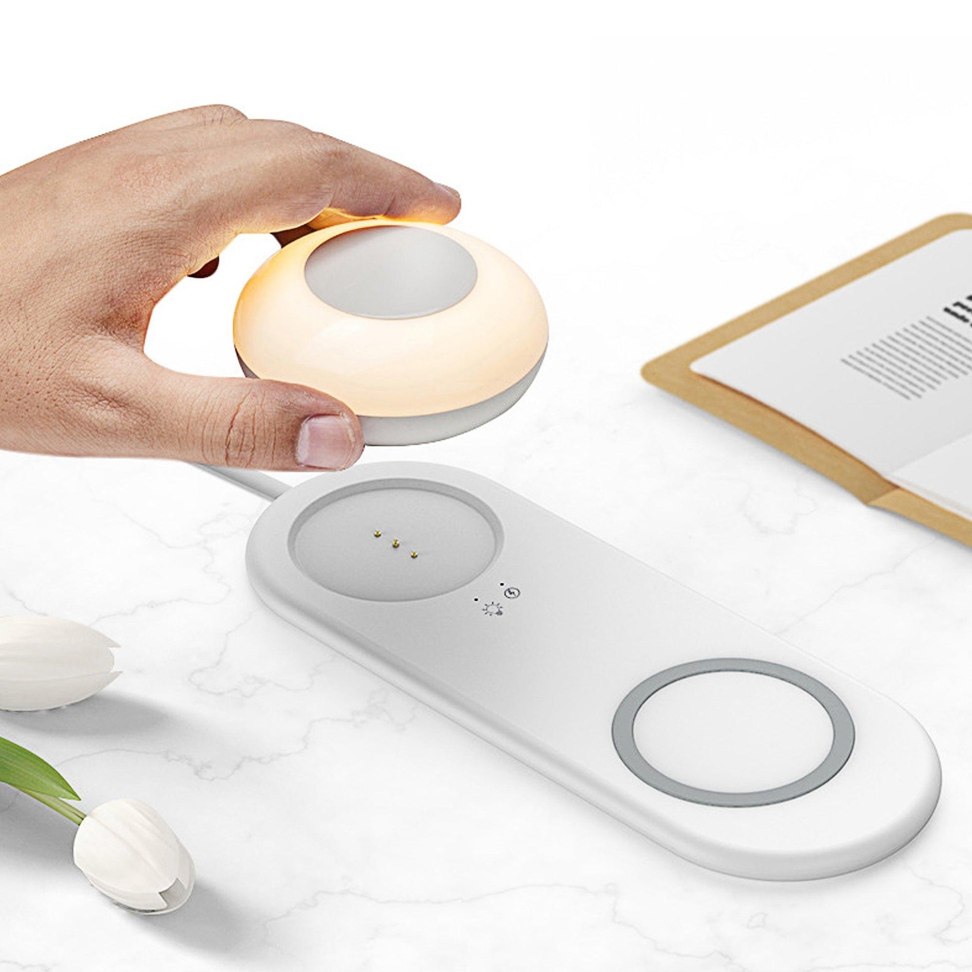 Wireless Charging Dot Night Light: Simplify and Illuminate  A Stylish, Versatile Device Taupe Orpheus