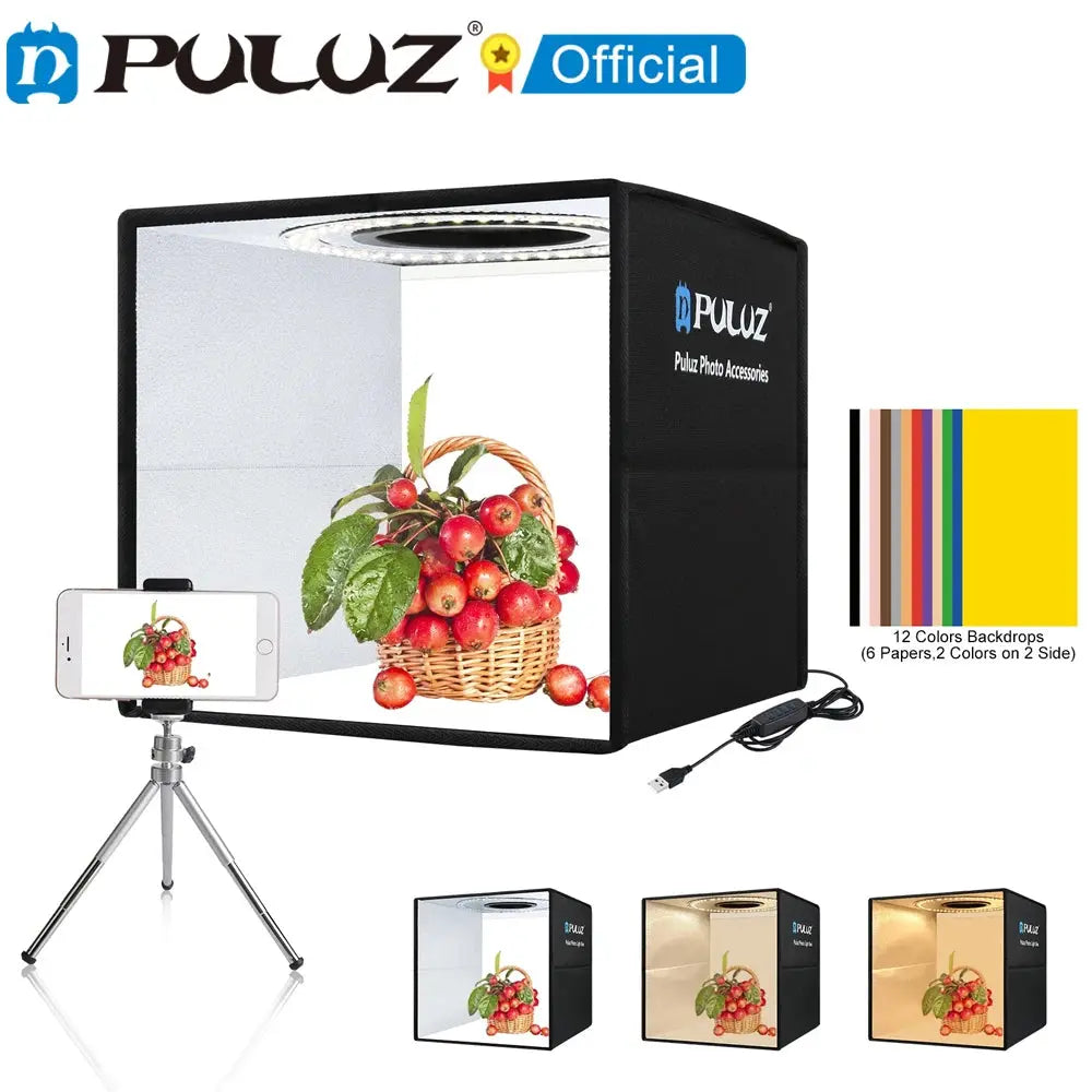 PULUZ Photo Studio Box 25 30 40cm Photo Light Box Foldable Photography Ring LED Panel Box Shooting Tent Box Kit With 6 12 Colors Awesome Markeplace