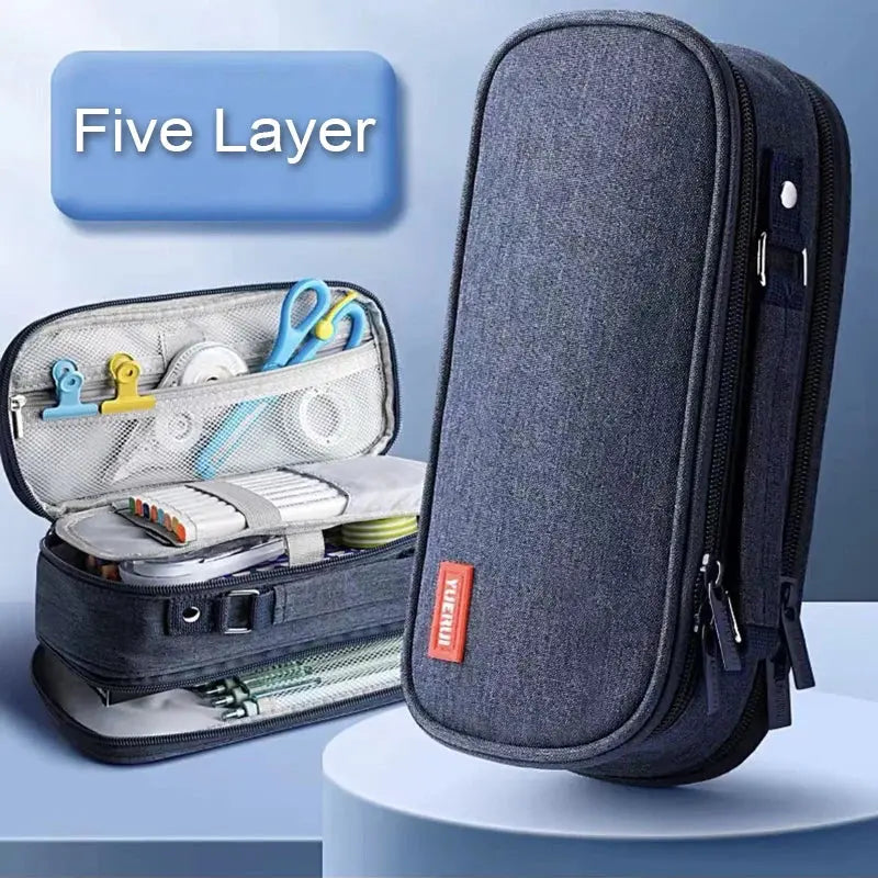 4 Layer Pen Storage Bag - Large Capacity Pencil Case for Study Supplies & Student Stationery - Awesome Marketplace