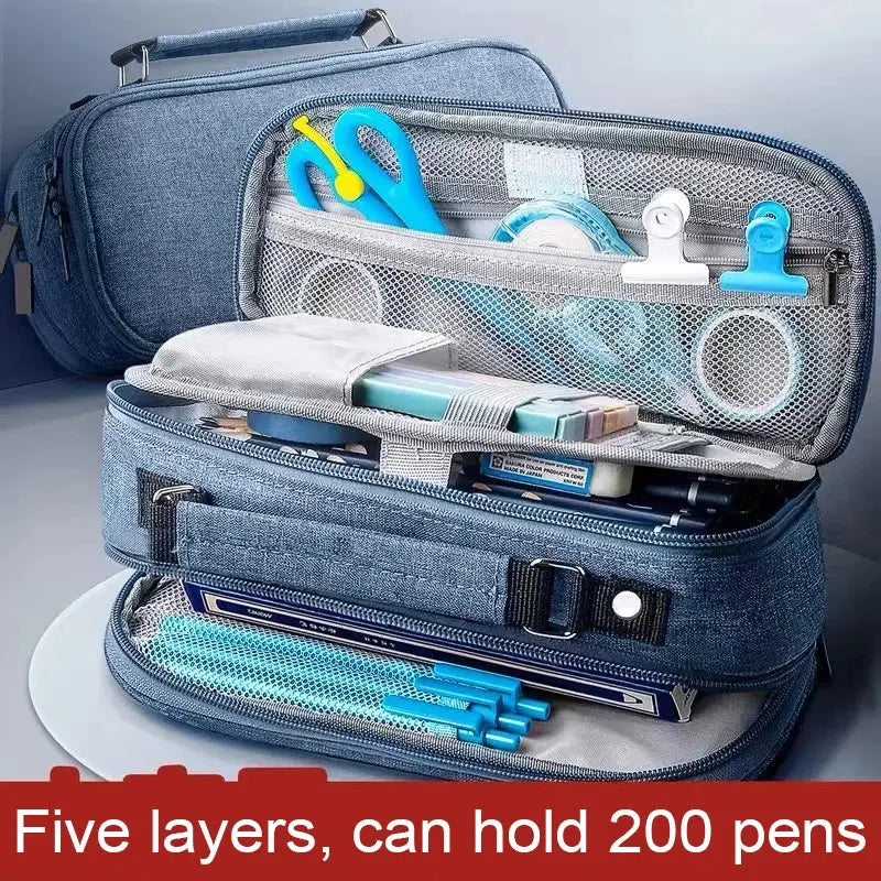 4 Layer Pen Storage Bag - Large Capacity Pencil Case for Study Supplies & Student Stationery - Awesome Marketplace