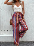 Perfee Tied Geometric Wide Leg Pants Trendsi