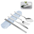 Portable Cutlery Set 4pcs Stainless Steel Silverware Set with Case for Lunch Box Reusable Travel Camping Flatware Set Personal Awesome Markeplace